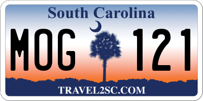 SC license plate MOG121