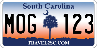 SC license plate MOG123