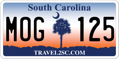 SC license plate MOG125