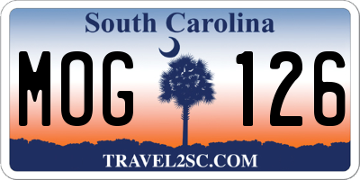SC license plate MOG126