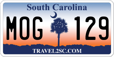 SC license plate MOG129
