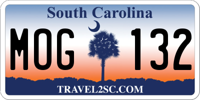SC license plate MOG132