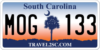 SC license plate MOG133