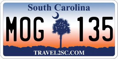 SC license plate MOG135
