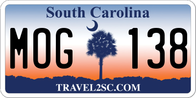 SC license plate MOG138