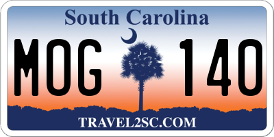 SC license plate MOG140