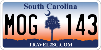 SC license plate MOG143