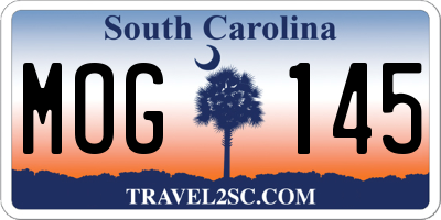 SC license plate MOG145