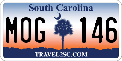 SC license plate MOG146