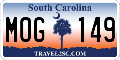 SC license plate MOG149