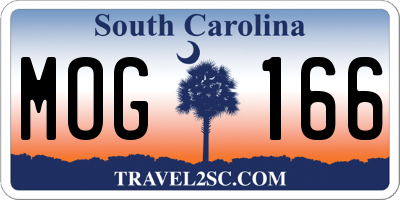SC license plate MOG166