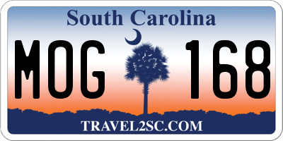 SC license plate MOG168