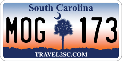 SC license plate MOG173