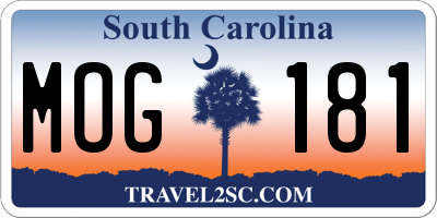 SC license plate MOG181