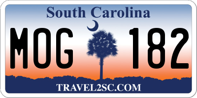 SC license plate MOG182