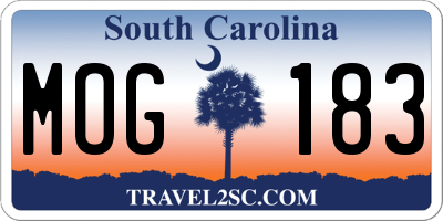 SC license plate MOG183