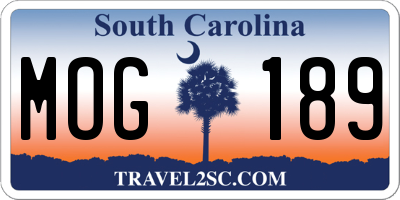 SC license plate MOG189