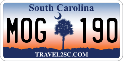 SC license plate MOG190