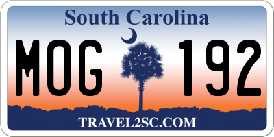 SC license plate MOG192