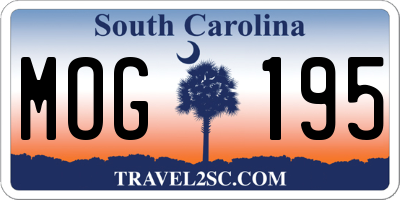 SC license plate MOG195
