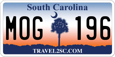 SC license plate MOG196