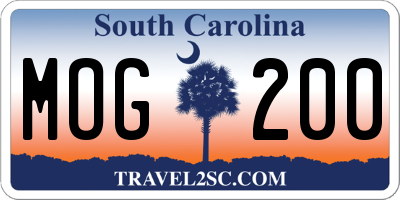 SC license plate MOG200