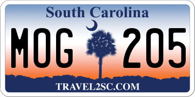 SC license plate MOG205