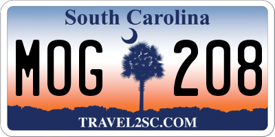 SC license plate MOG208