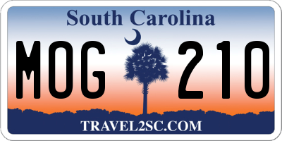 SC license plate MOG210