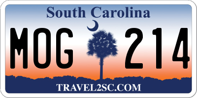 SC license plate MOG214