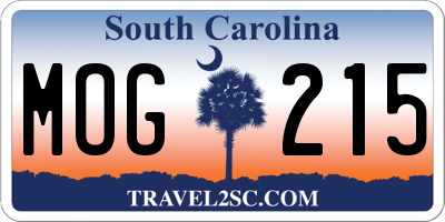 SC license plate MOG215