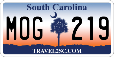 SC license plate MOG219