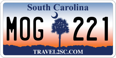 SC license plate MOG221