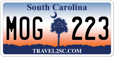 SC license plate MOG223