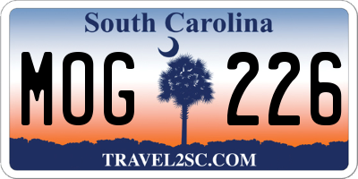 SC license plate MOG226