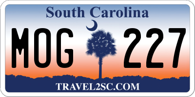 SC license plate MOG227