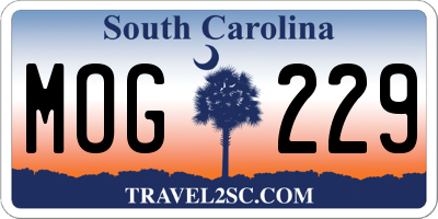 SC license plate MOG229