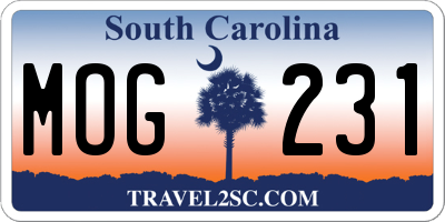 SC license plate MOG231