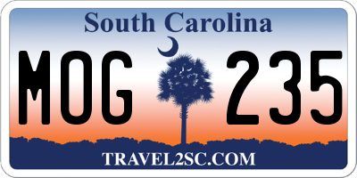 SC license plate MOG235