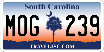 SC license plate MOG239