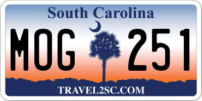 SC license plate MOG251