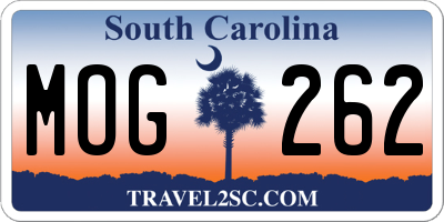 SC license plate MOG262