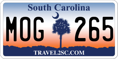 SC license plate MOG265