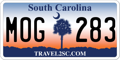 SC license plate MOG283
