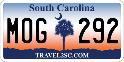 SC license plate MOG292