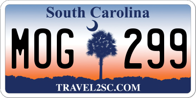 SC license plate MOG299