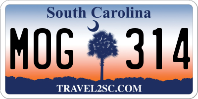 SC license plate MOG314