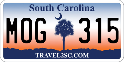 SC license plate MOG315