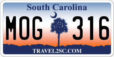 SC license plate MOG316
