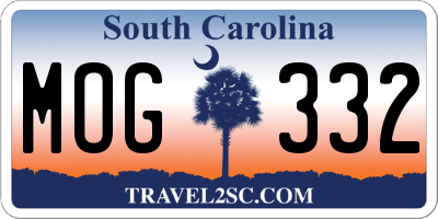 SC license plate MOG332